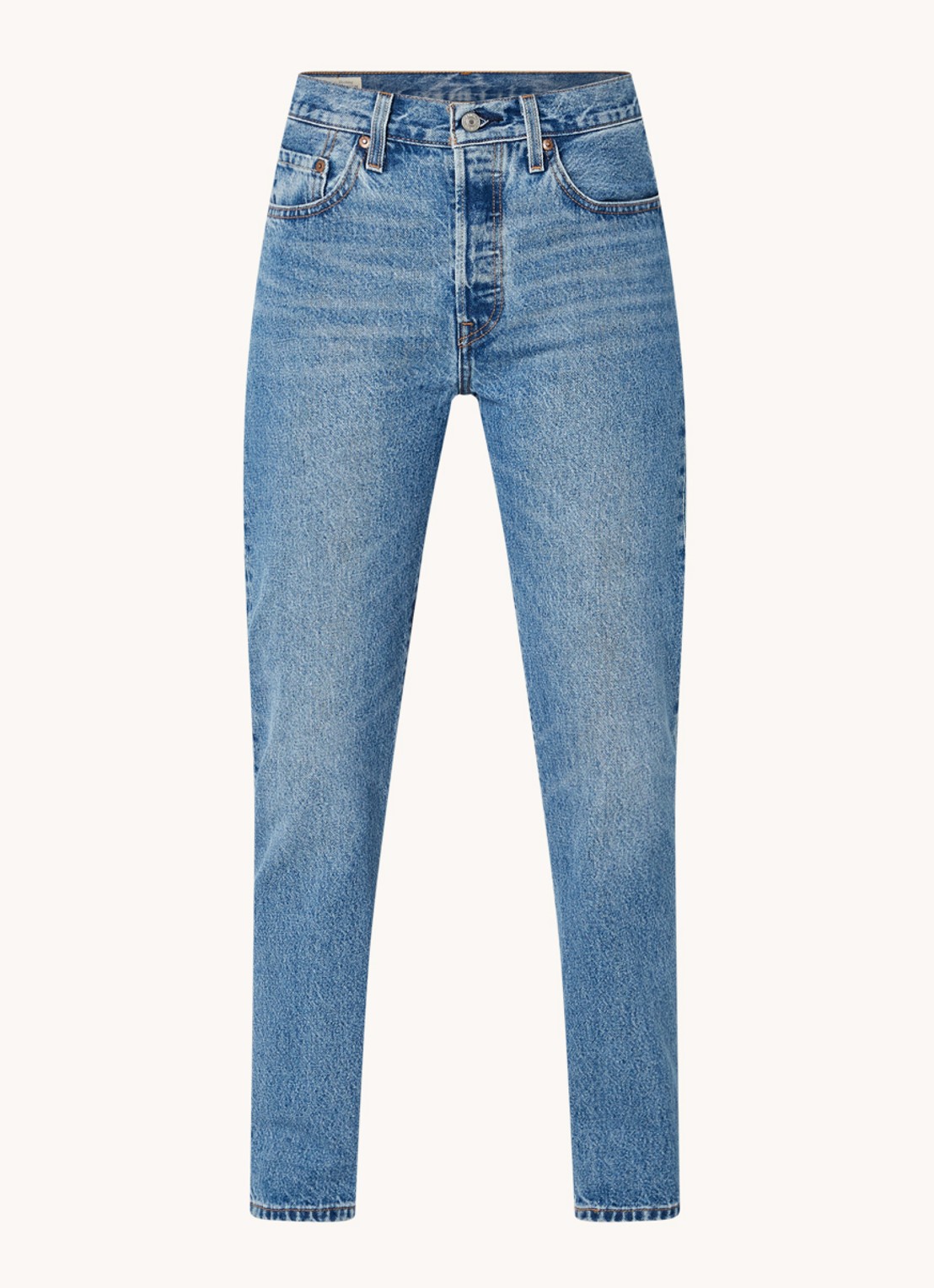 Levi's 501 High waist cropped straight leg jeans met medium wassing - voorkant 4 indigo