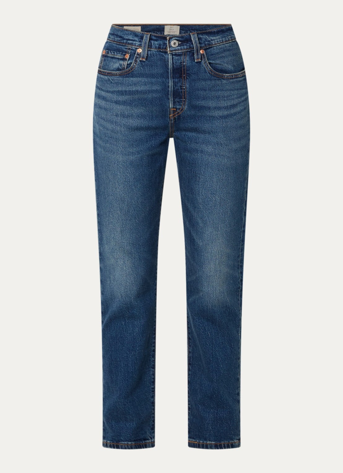 Levi's 501 high waist slim fit cropped jeans met donkere wassing - voorkant 4 indigo