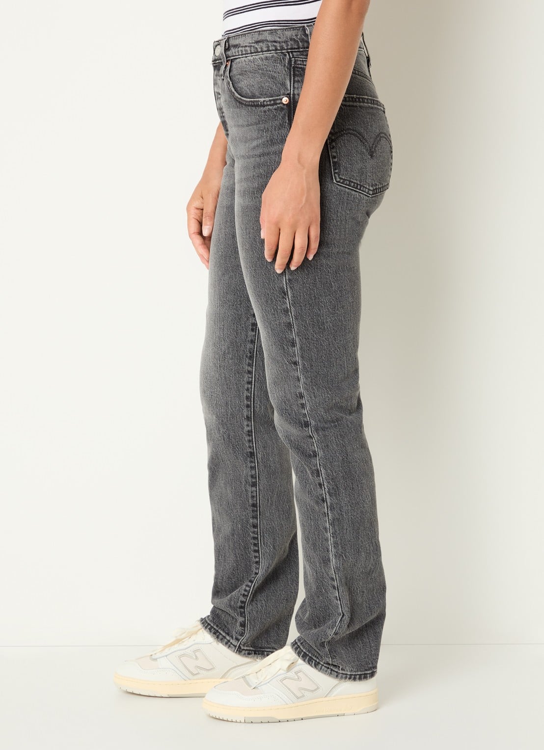 Levi's 501 high waist slim fit jeans met gekleurde wassing - detail 4 donkergrijs