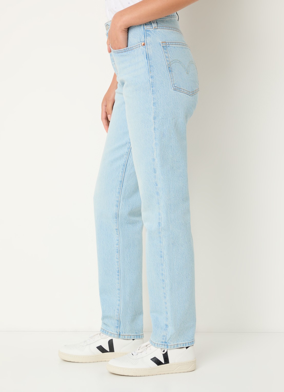 Levi's 501 high waist slim fit jeans met lichte wassing - detail 3 indigo