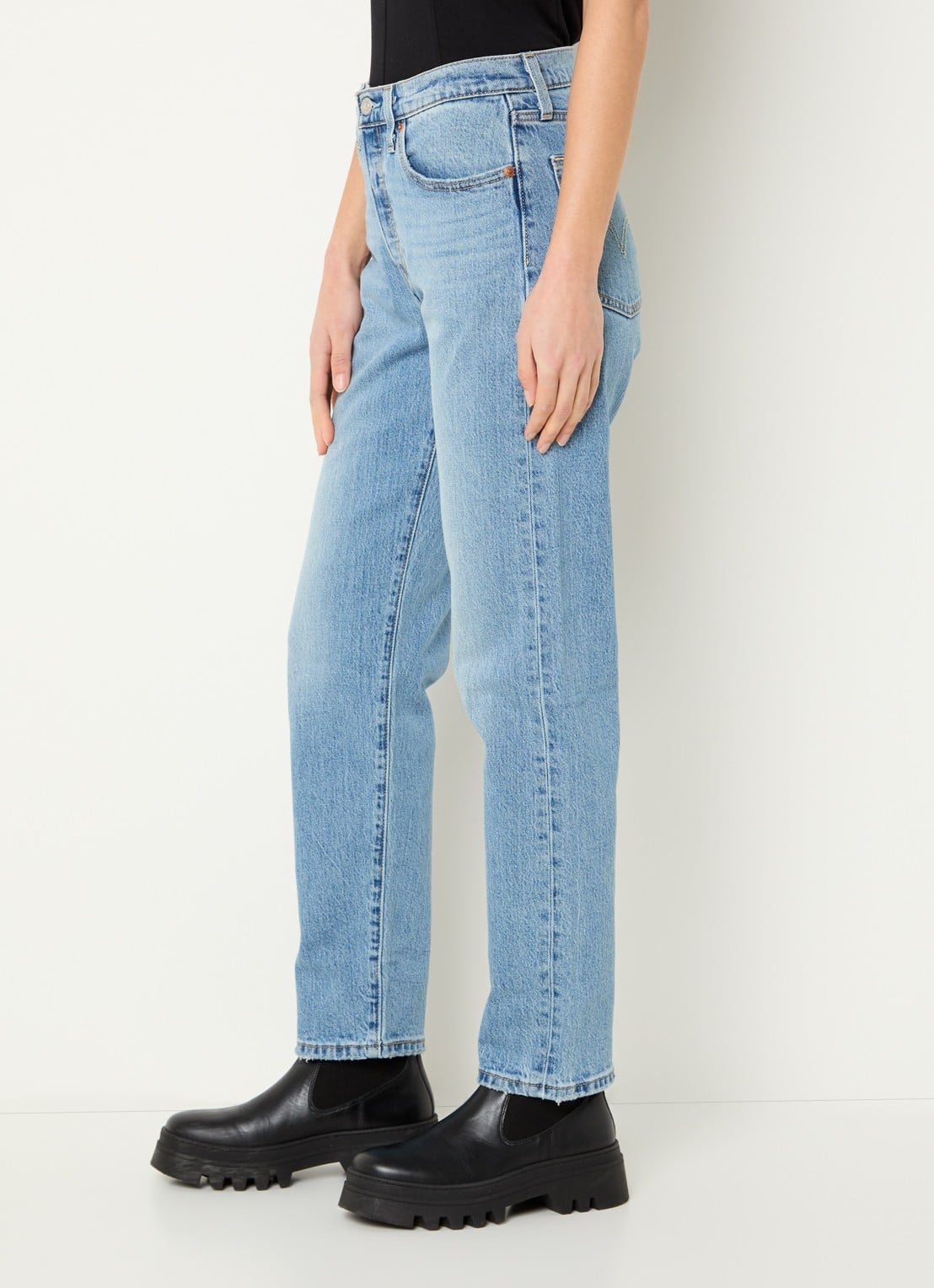 Levi's 501 high waist slim fit jeans met lichte wassing - detail 3 indigo