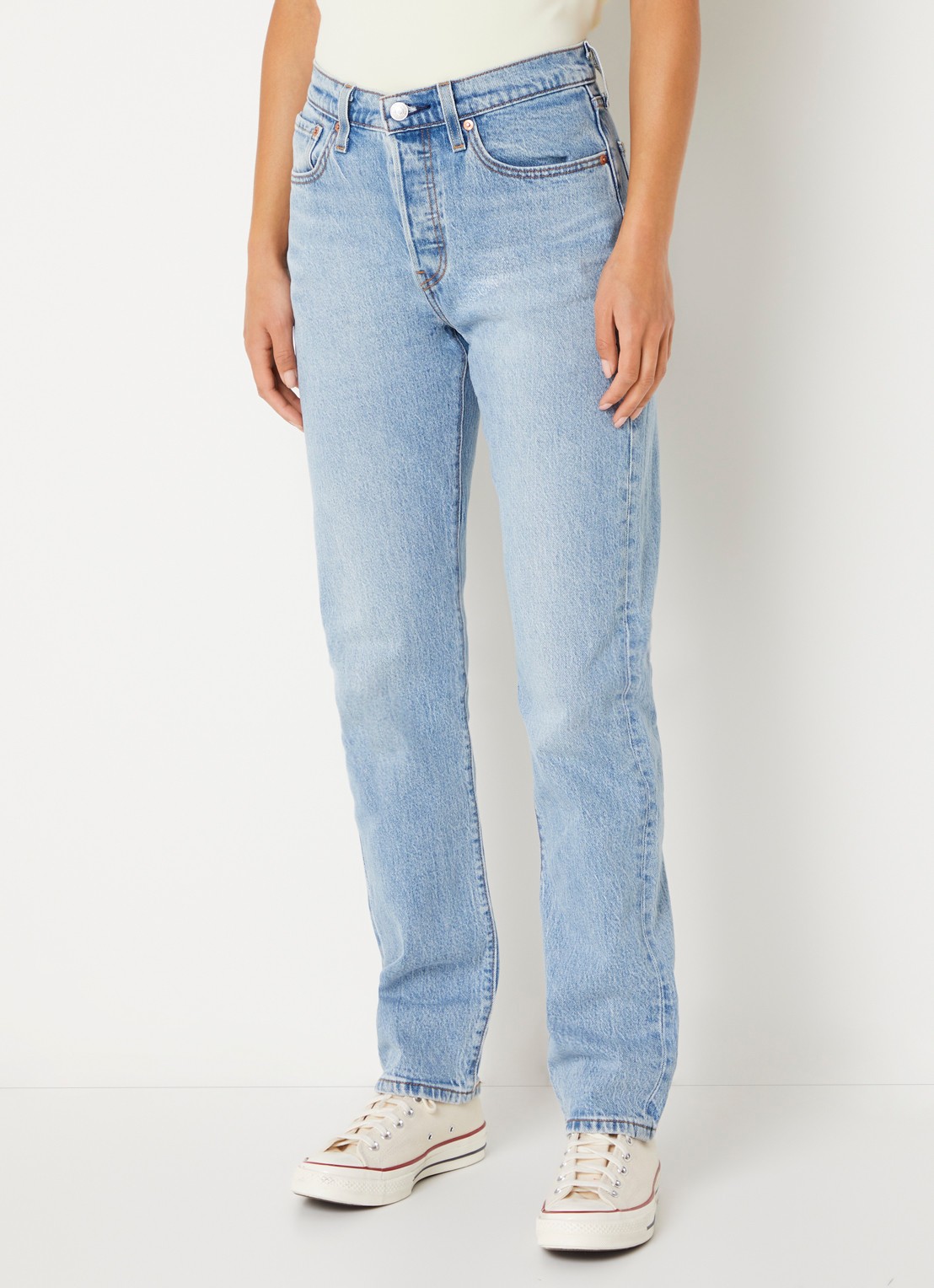 Levi's 501 high waist slim fit jeans met lichte wassing - detail 2 indigo