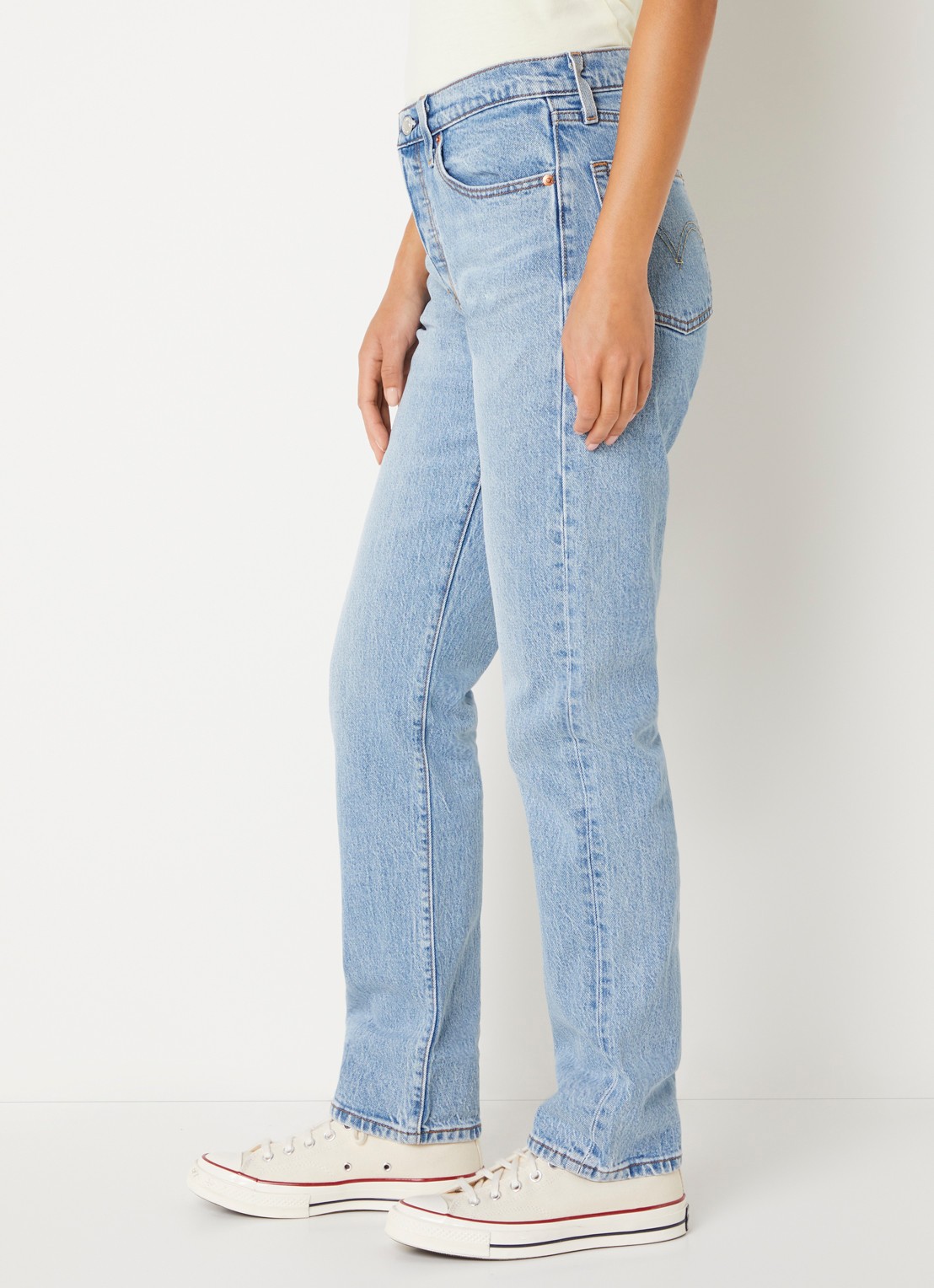 Levi's 501 high waist slim fit jeans met lichte wassing - detail 3 indigo