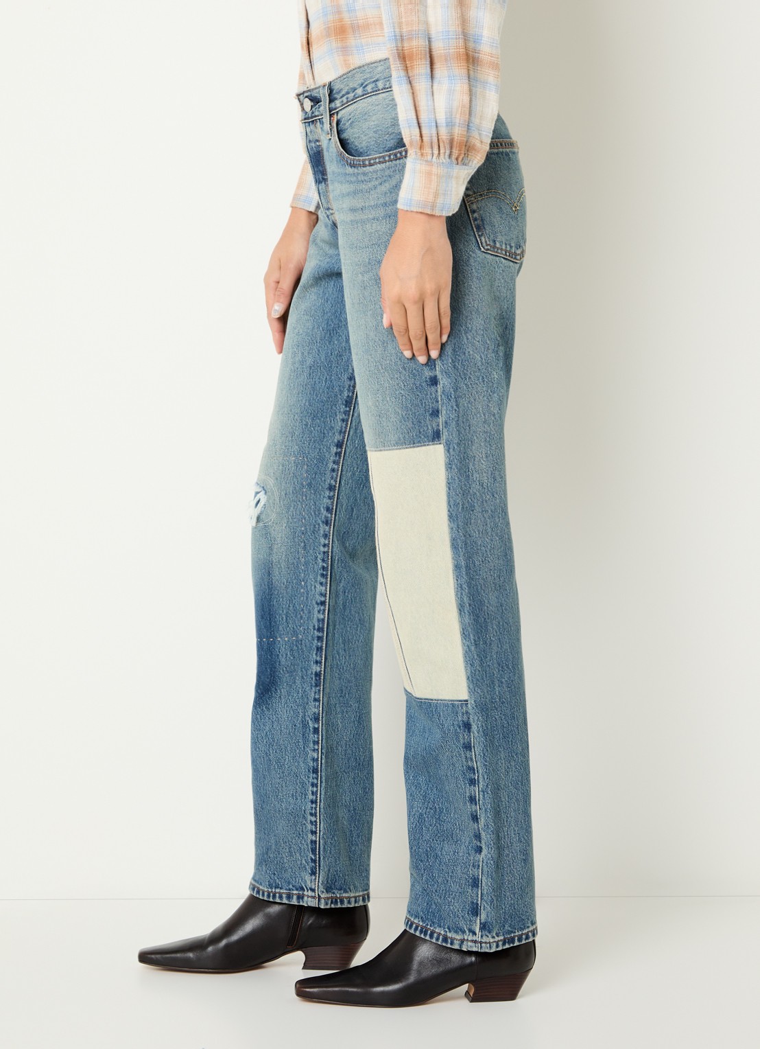 Levi's 501 high waist slim fit jeans met medium wassing - detail 2 indigo