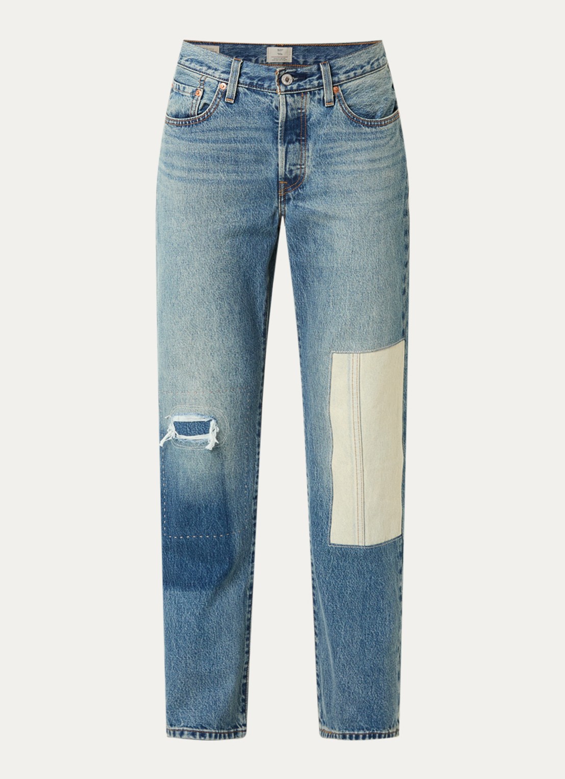 Levi's 501 high waist slim fit jeans met medium wassing - voorkant 4 indigo
