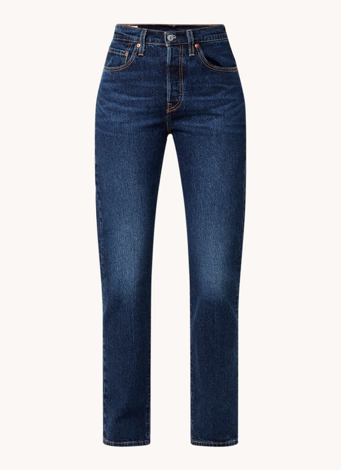 Levi's 501 high waist straight leg jeans met donkere wassing - voorkant 2 indigo