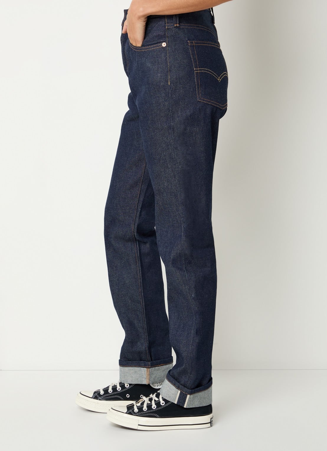Levi's 501 high waist straight leg jeans met donkere wassing - detail 3 indigo