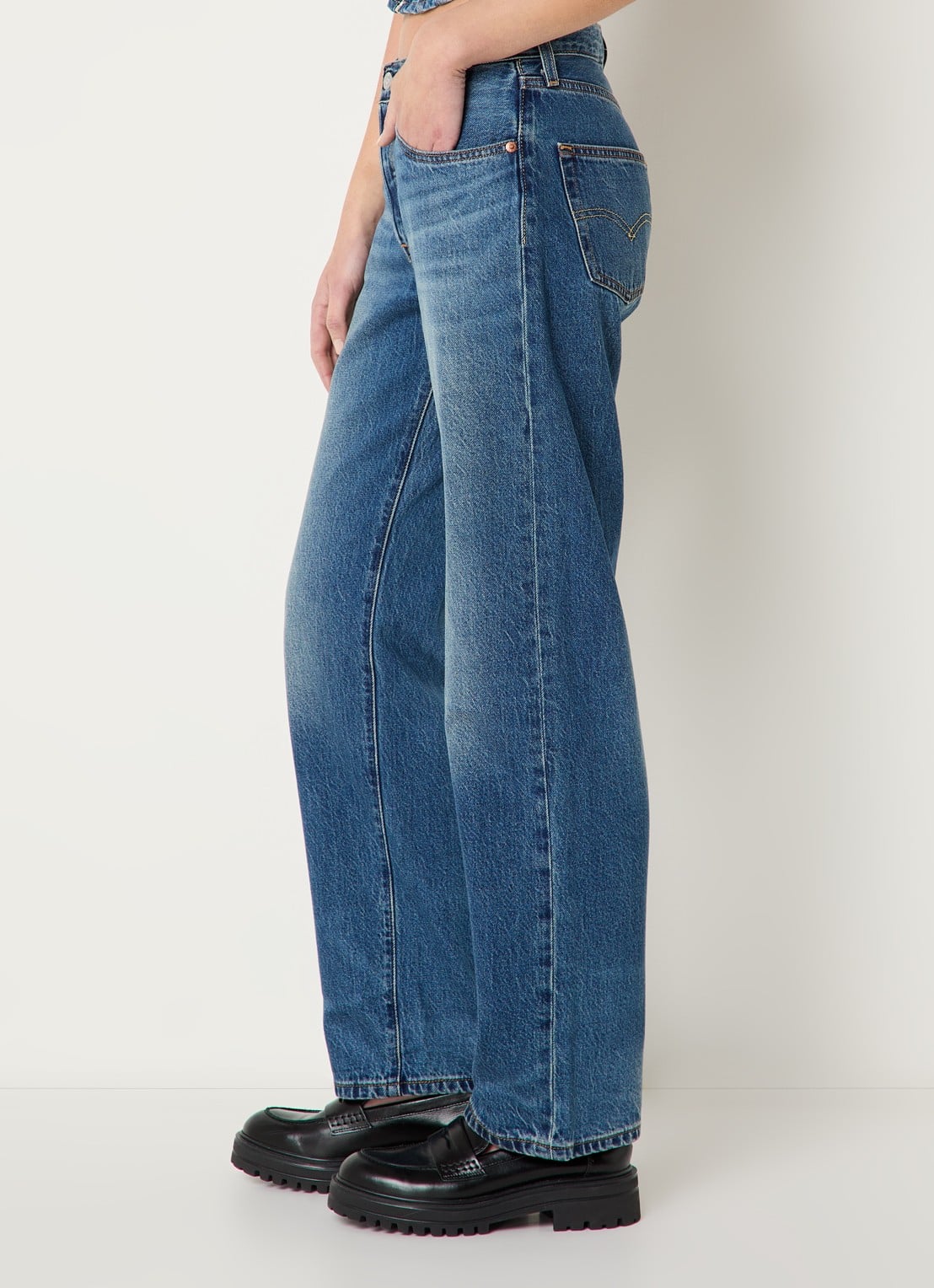 Levi's 501 high waist straight leg jeans met donkere wassing - detail 5 indigo