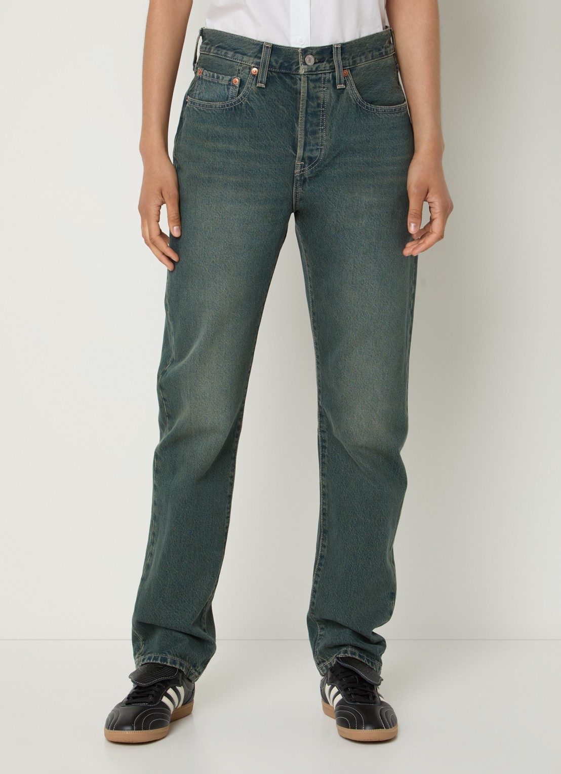 Levi's 501 high waist straight leg jeans met gekleurde wassing - detail 4 indigo