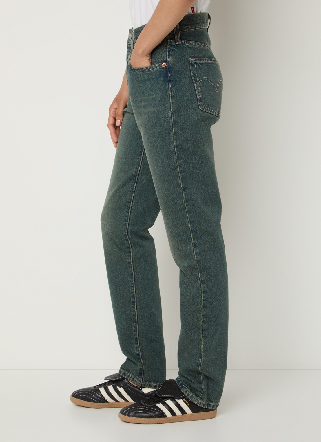 Levi's 501 high waist straight leg jeans met gekleurde wassing - detail 5 indigo