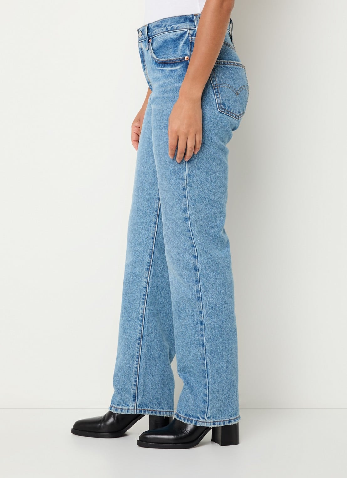 Levi's 501 high waist straight leg jeans met lichte wassing - detail 2 indigo
