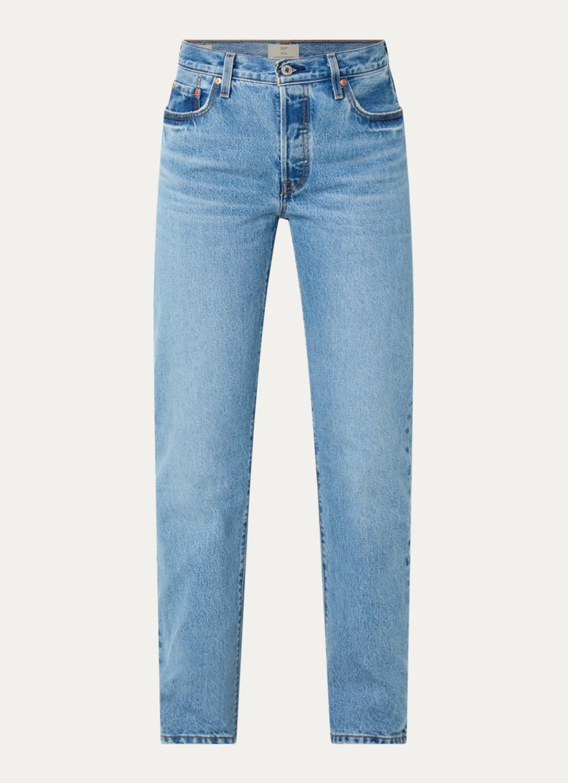 Levi's 501 high waist straight leg jeans met lichte wassing - voorkant 3 indigo