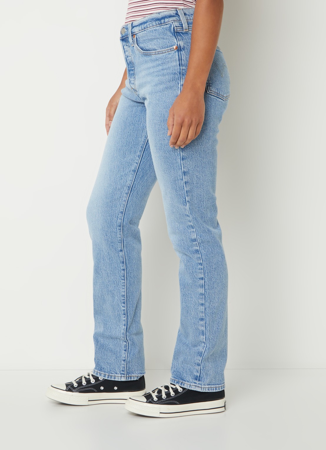 Levi's 501 high waist straight leg jeans met medium wassing - detail 5 indigo