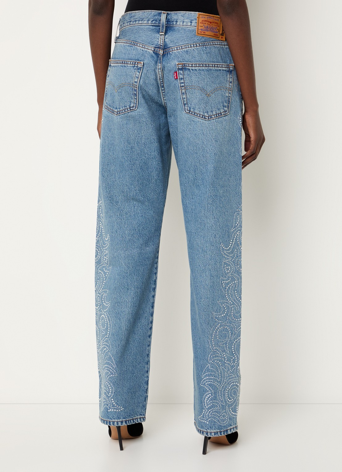 Levi's 501 high waist tapered jeans met strass - achterkant indigo