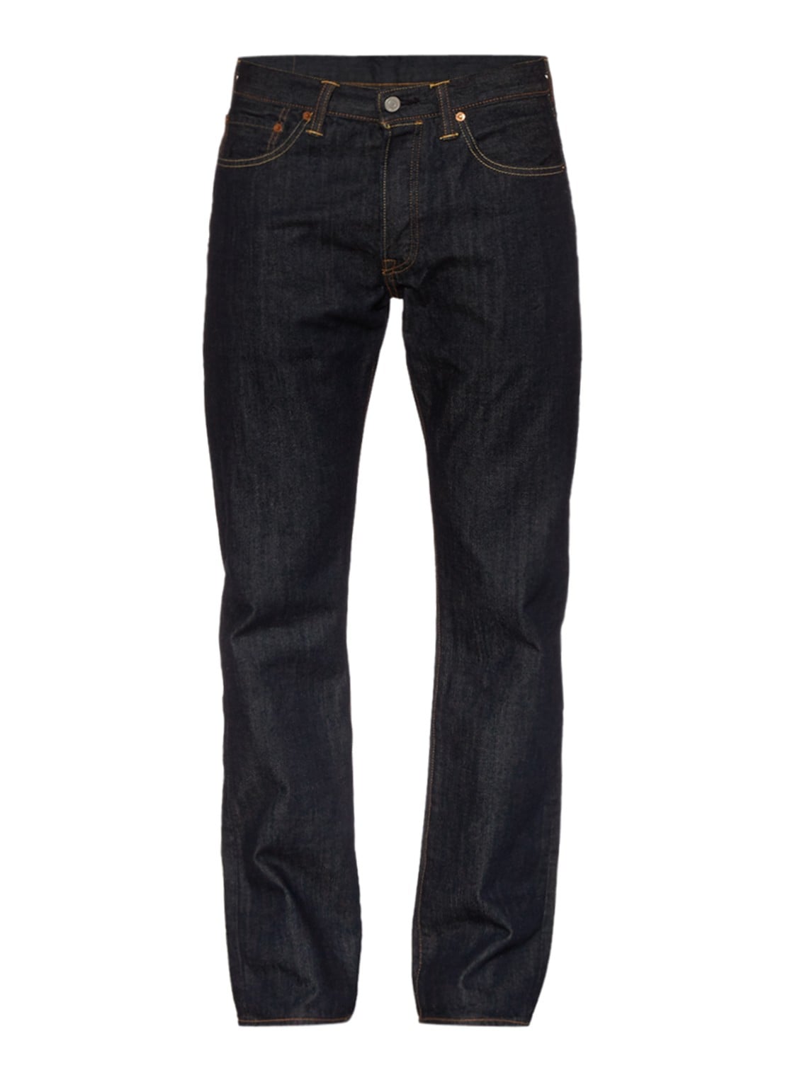 Levi's 501 mid waist straight leg jeans met donkere wassing - voorkant 2 indigo