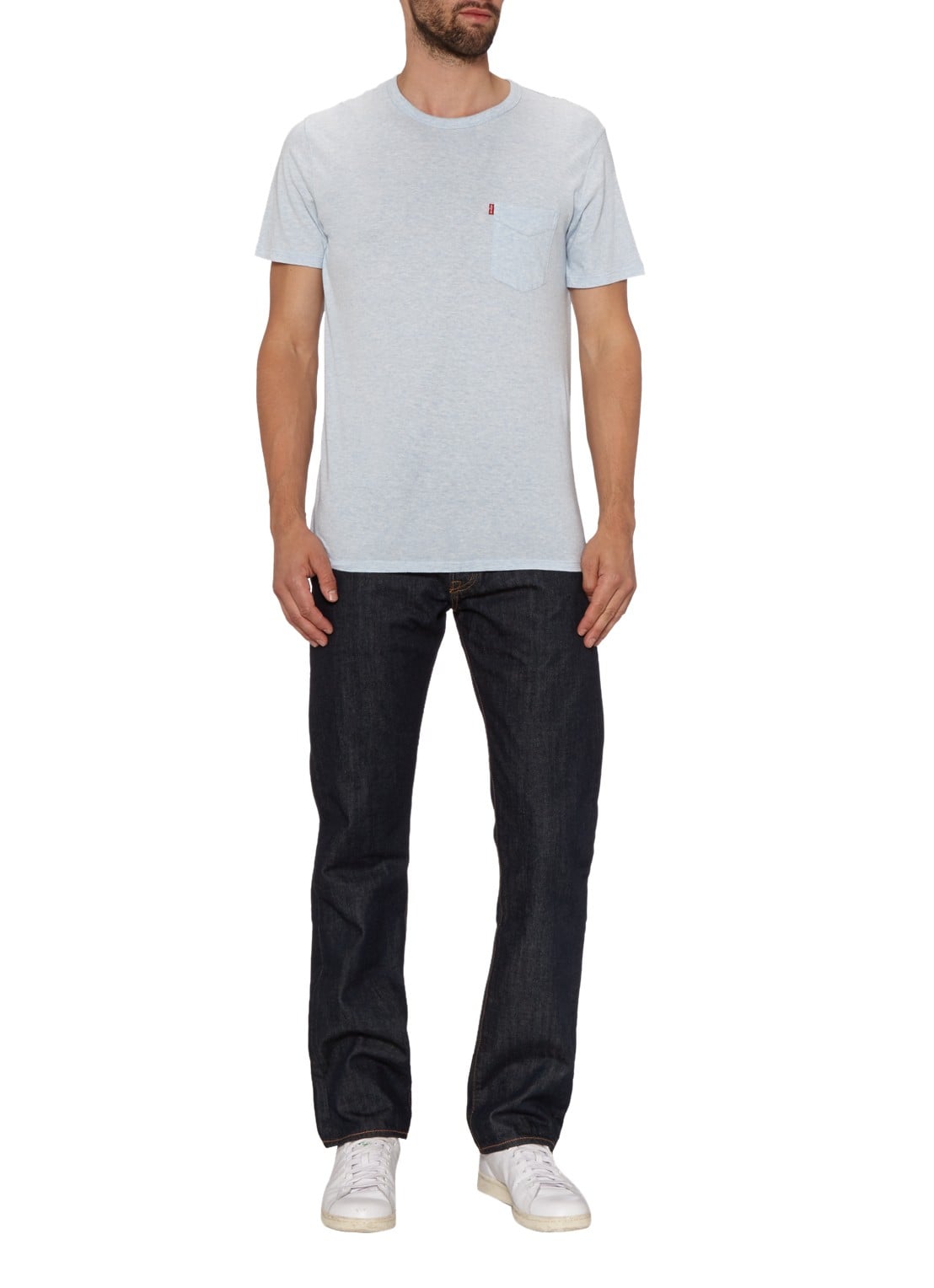 Levi's 501 mid waist straight leg jeans met donkere wassing - voorkant 3 indigo