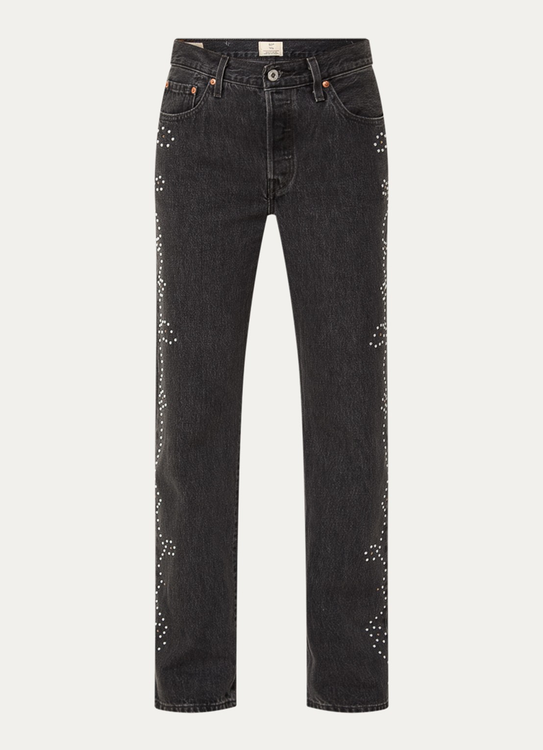 Levi's 501 mid waist tapered jeans met studs en steekzakken - voorkant 4 zwart