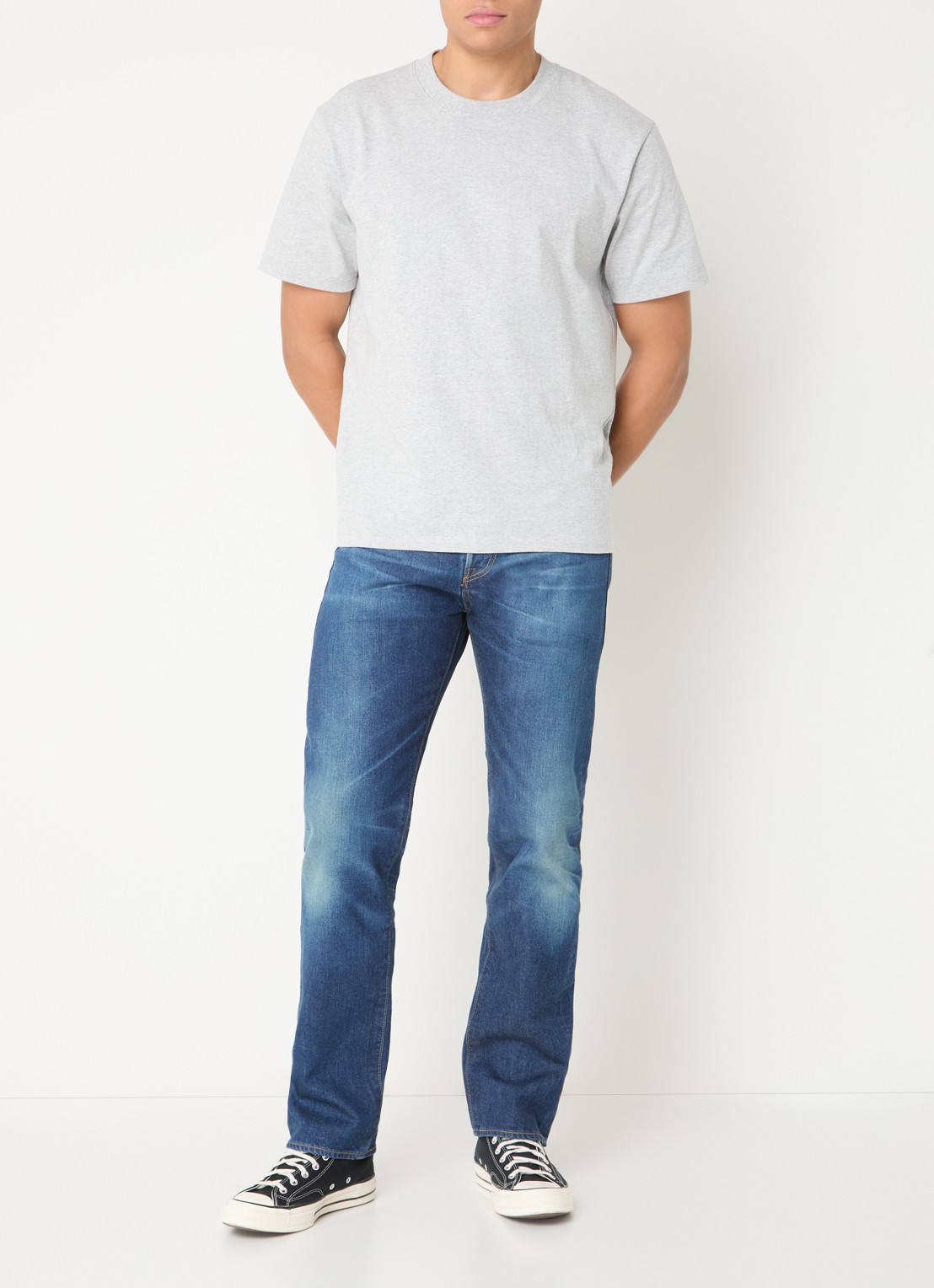 Levi's 501 slim fit jeans met donkere wassing en steekzakken - voorkant 2 indigo
