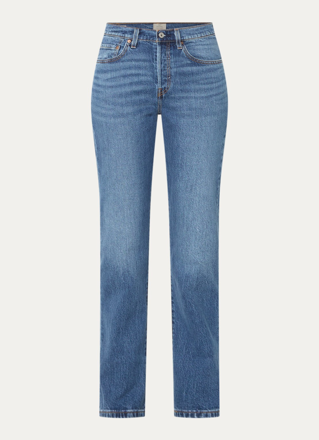 Levi's 501 slim fit jeans met medium wassing - voorkant indigo