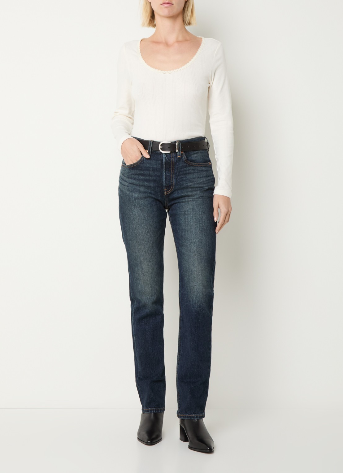 Levi's 501 straight fit jeans met donkere wassing - voorkant 2 indigo