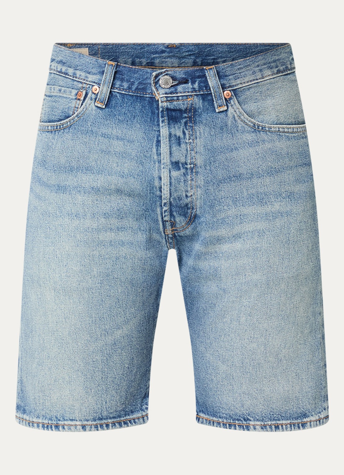 Levi's 501 Straight fit korte broek van denim - voorkant 3 indigo