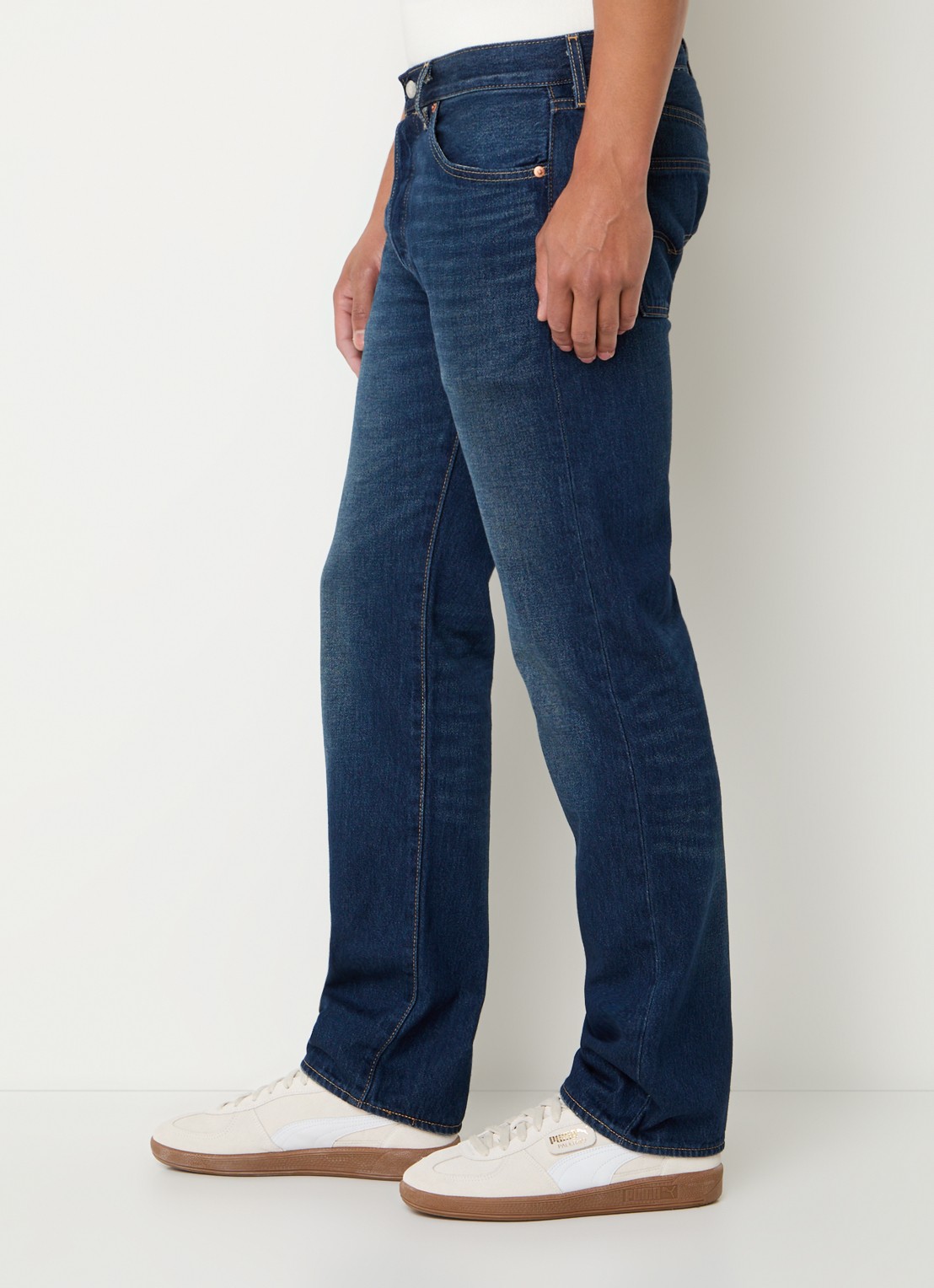 Levi's 501 straight leg jeans met donkere wassing - detail 2 indigo