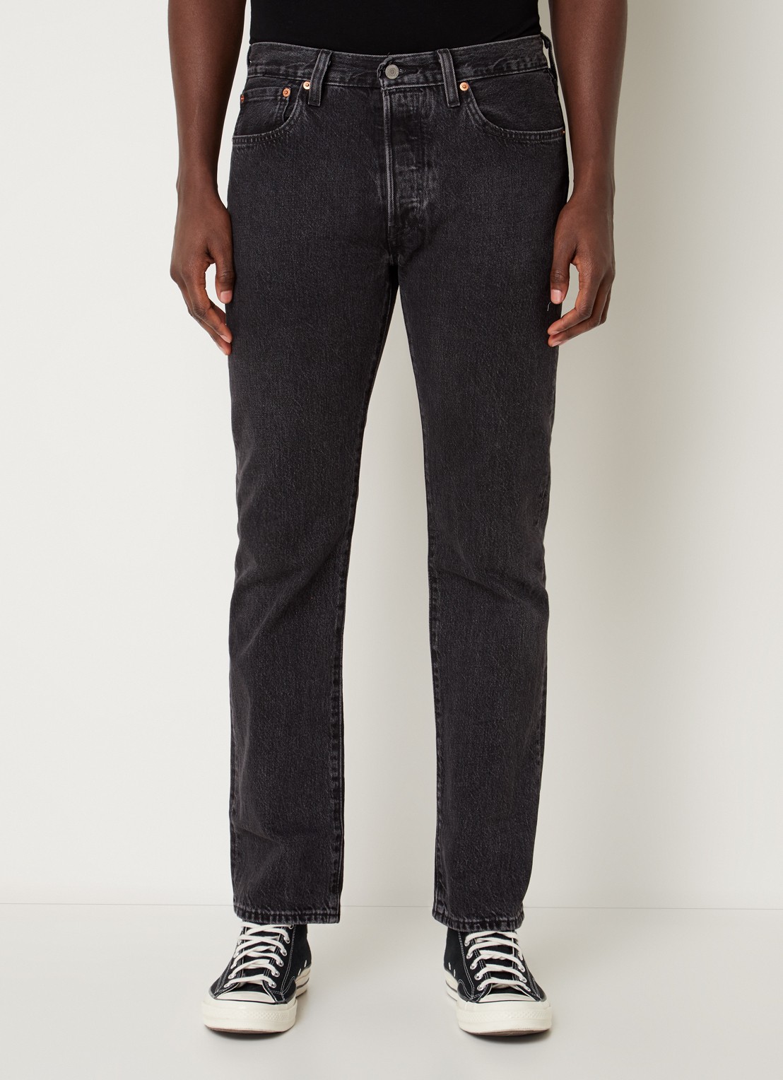 Levi's 501 straight leg jeans met gekleurde wassing - detail 4 zwart