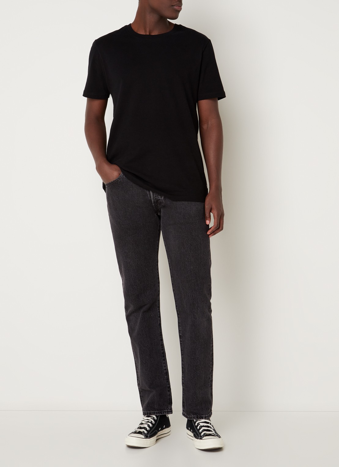 Levi's 501 straight leg jeans met gekleurde wassing - voorkant 3 zwart