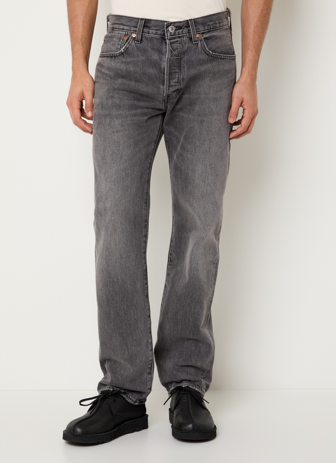 Levi's 501 straight leg jeans met gekleurde wassing - detail 3 donkergrijs