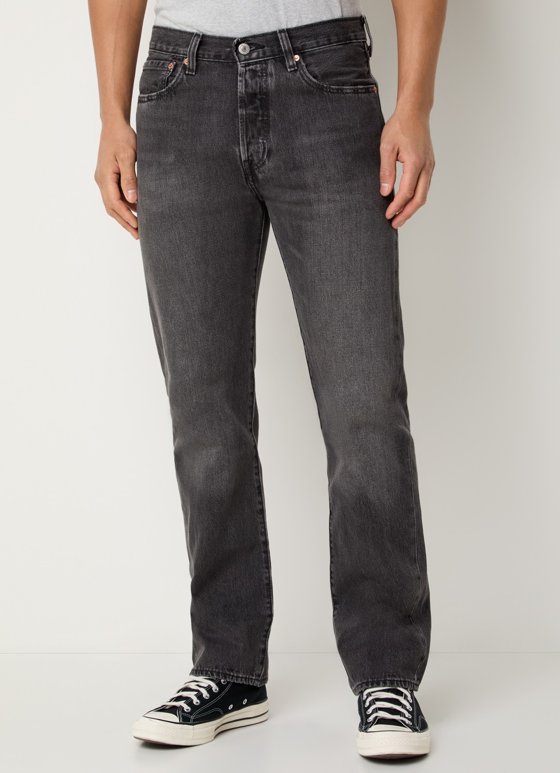 Levi's 501 straight leg jeans met gekleurde wassing - detail 4 donkergrijs