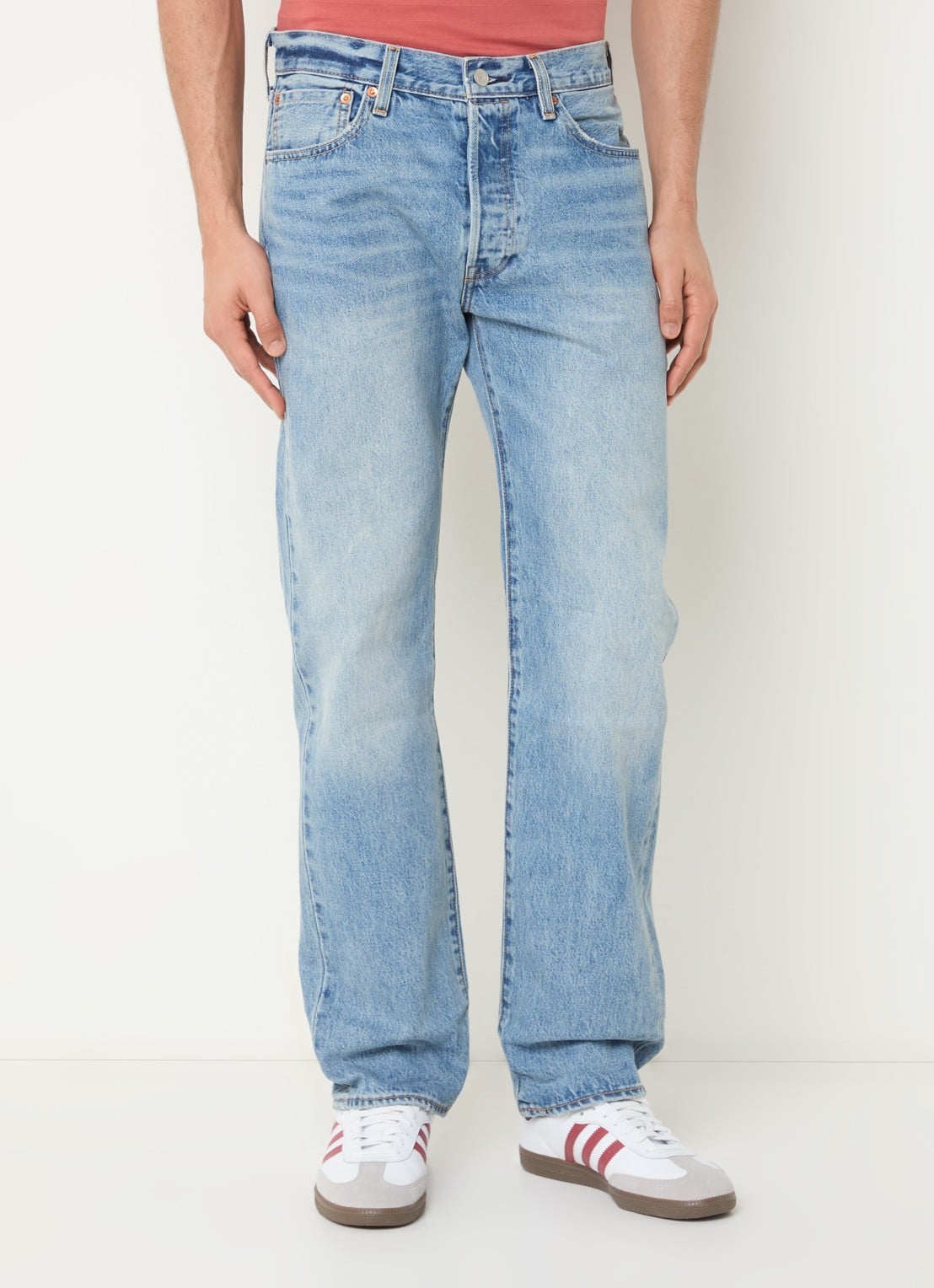 Levi's 501 straight leg jeans met lichte wassing - detail 4 indigo