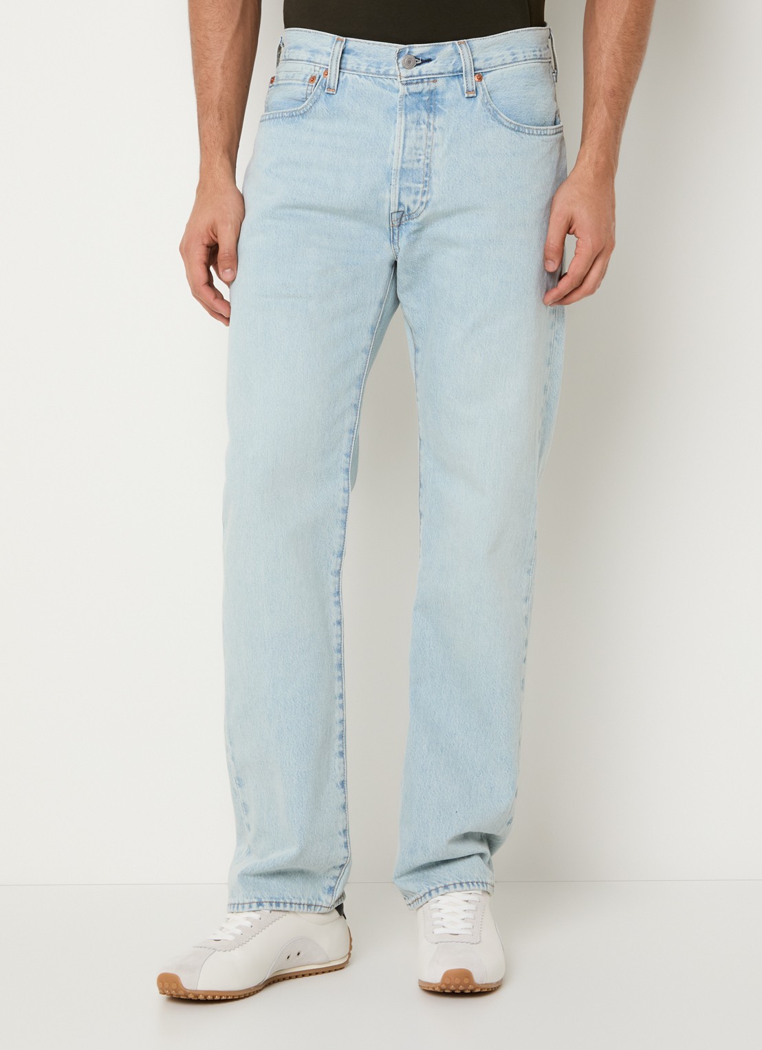 Levi's 501 straight leg jeans met lichte wassing - detail 4 indigo