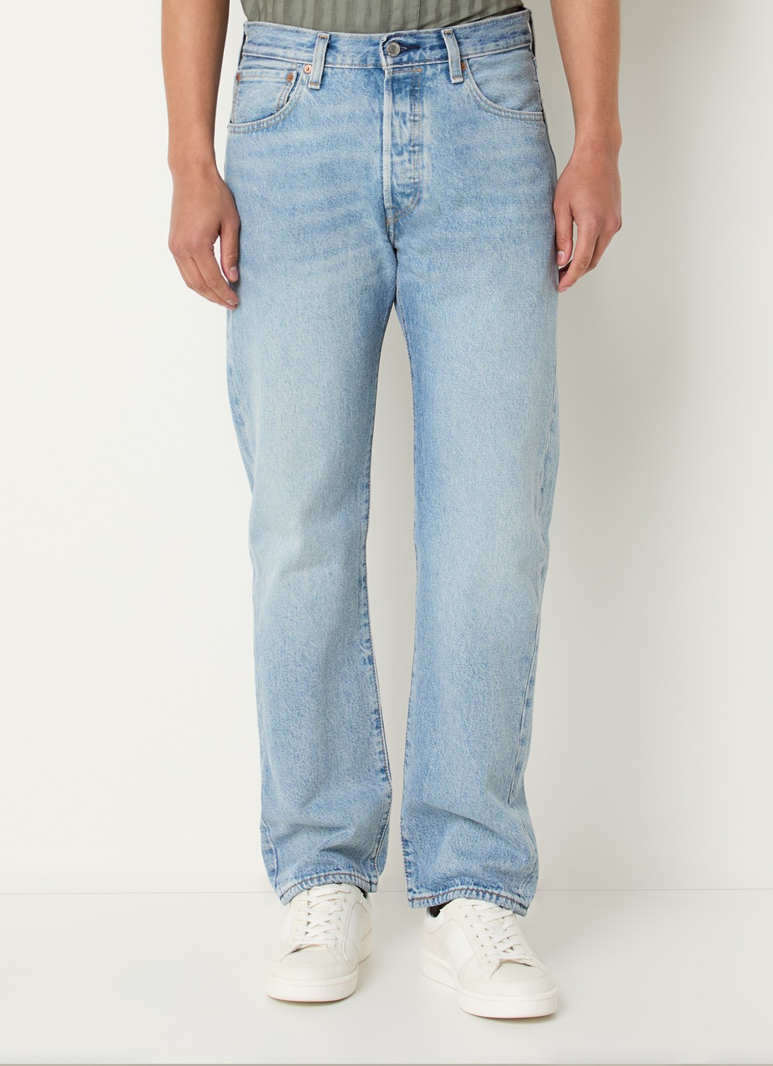 Levi's 501 straight leg jeans met lichte wassing - detail 2 indigo