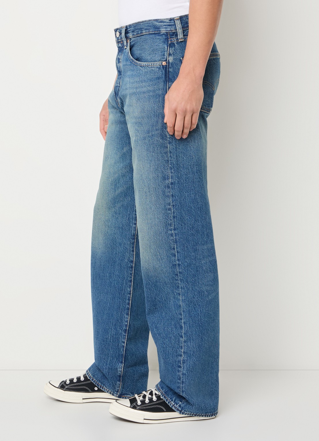 Levi's 501 straight leg jeans met medium wassing - detail 4 indigo