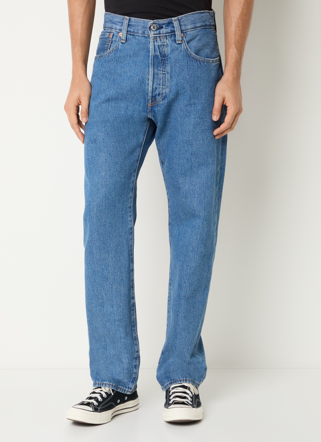 Levi's 501 straight leg jeans met medium wassing - detail 3 indigo