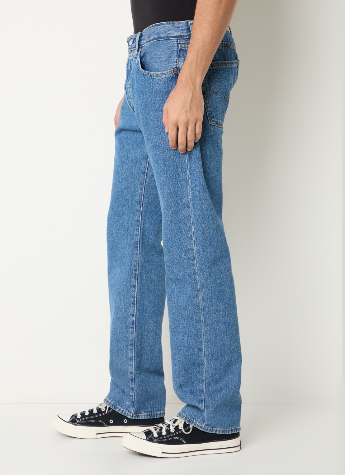 Levi's 501 straight leg jeans met medium wassing - detail 4 indigo