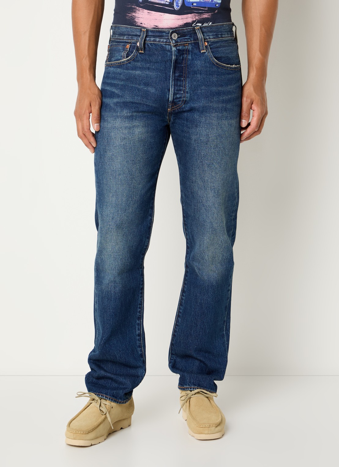 Levi's 501 straight leg jeans met medium wassing - detail 3 indigo