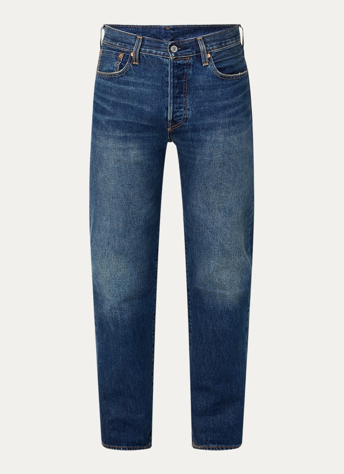 Levi's 501 straight leg jeans met medium wassing - voorkant indigo