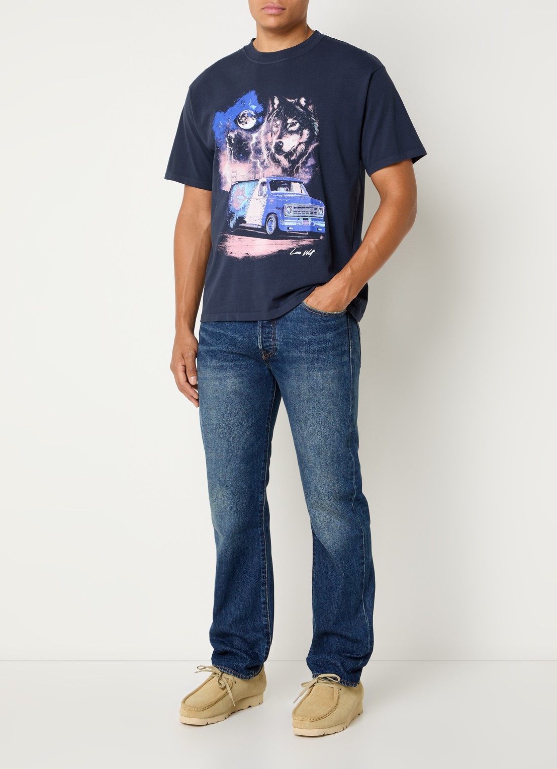 Levi's 501 straight leg jeans met medium wassing - voorkant 2 indigo