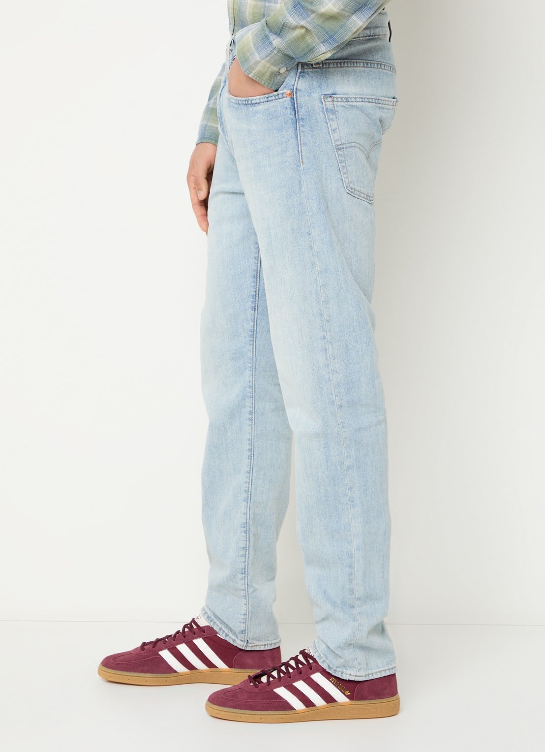 Levi's 502 tapered jeans in linnenblend met lichte wassing - detail 2 indigo