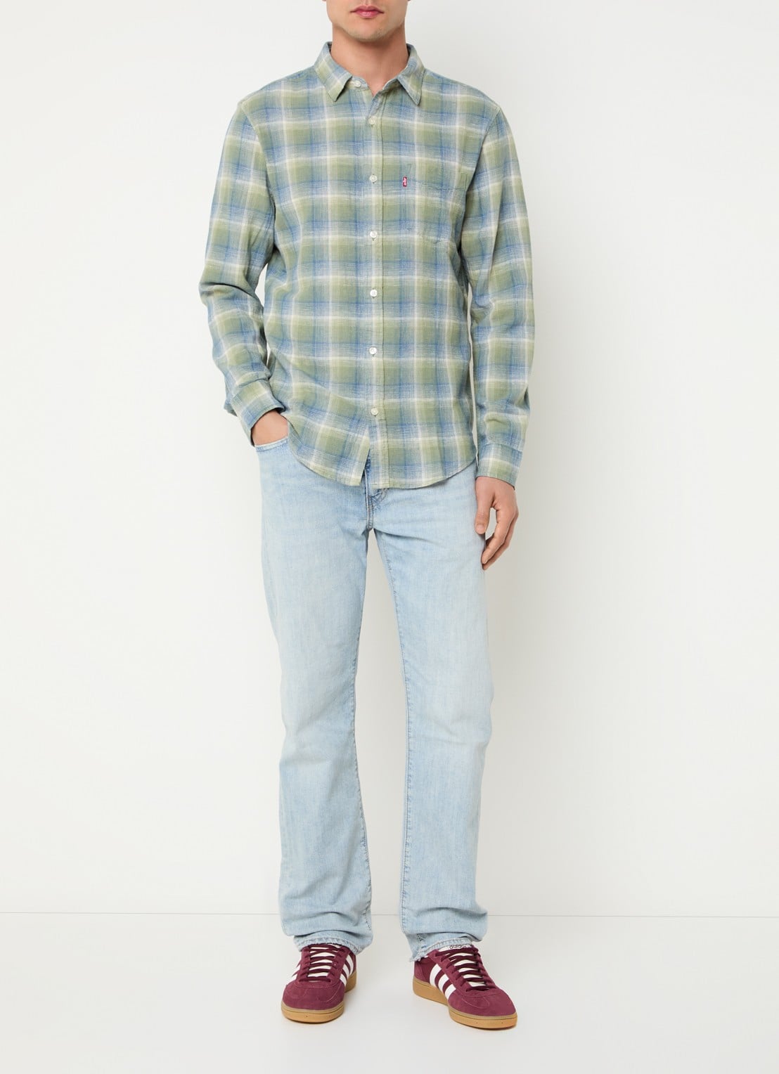 Levi's 502 tapered jeans in linnenblend met lichte wassing - voorkant 4 indigo