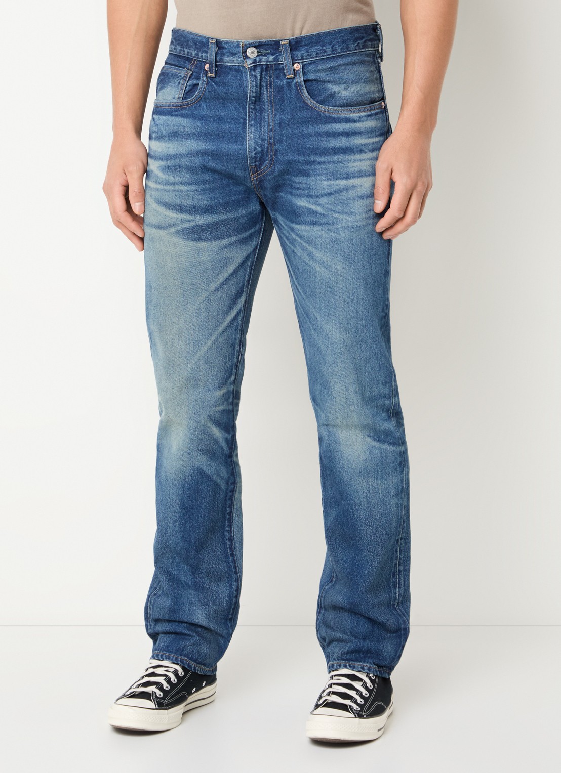 Levi's 505 slim fit jeans met medium wassing - detail 4 indigo