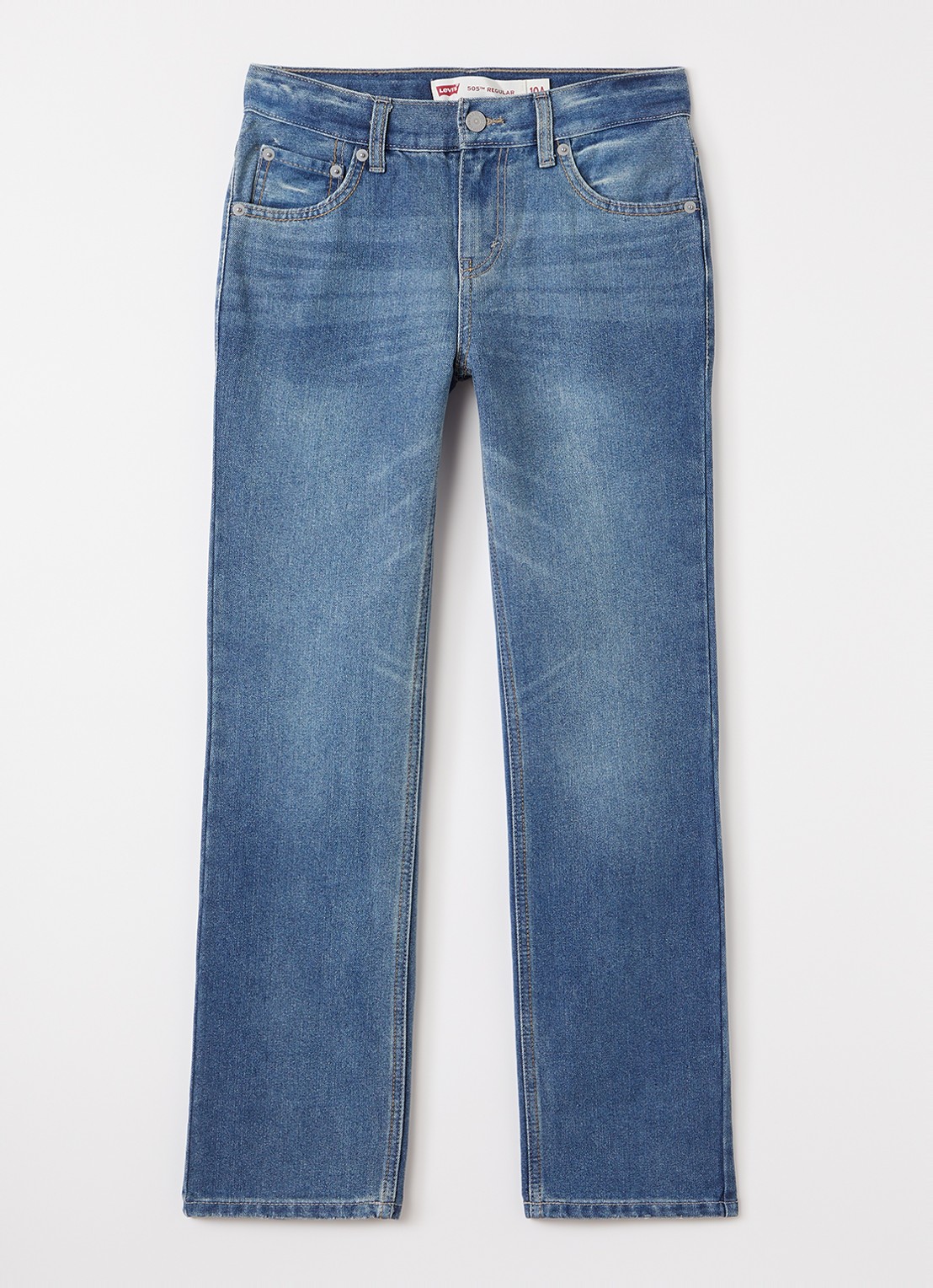 Levi's 505 straight leg jeans met medium wassing - voorkant 2 blauw