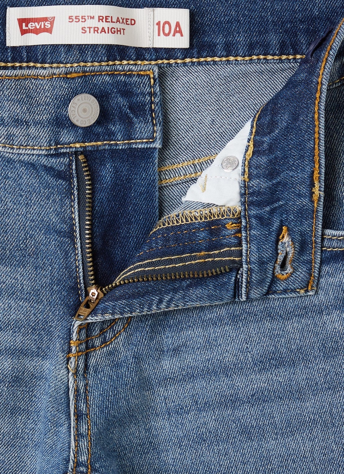 Levi's  555 straight leg relaxed jeans met medium wassing - detail indigo
