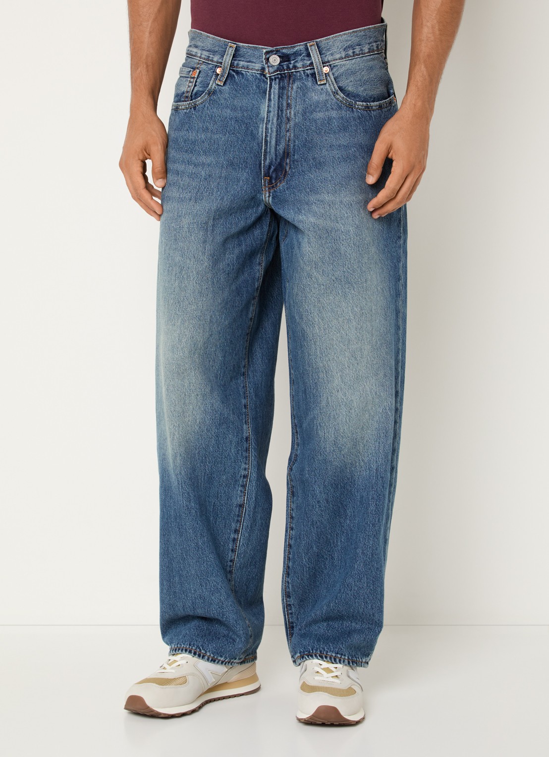 Levi's 578 Wide leg jeans met medium wassing - detail indigo
