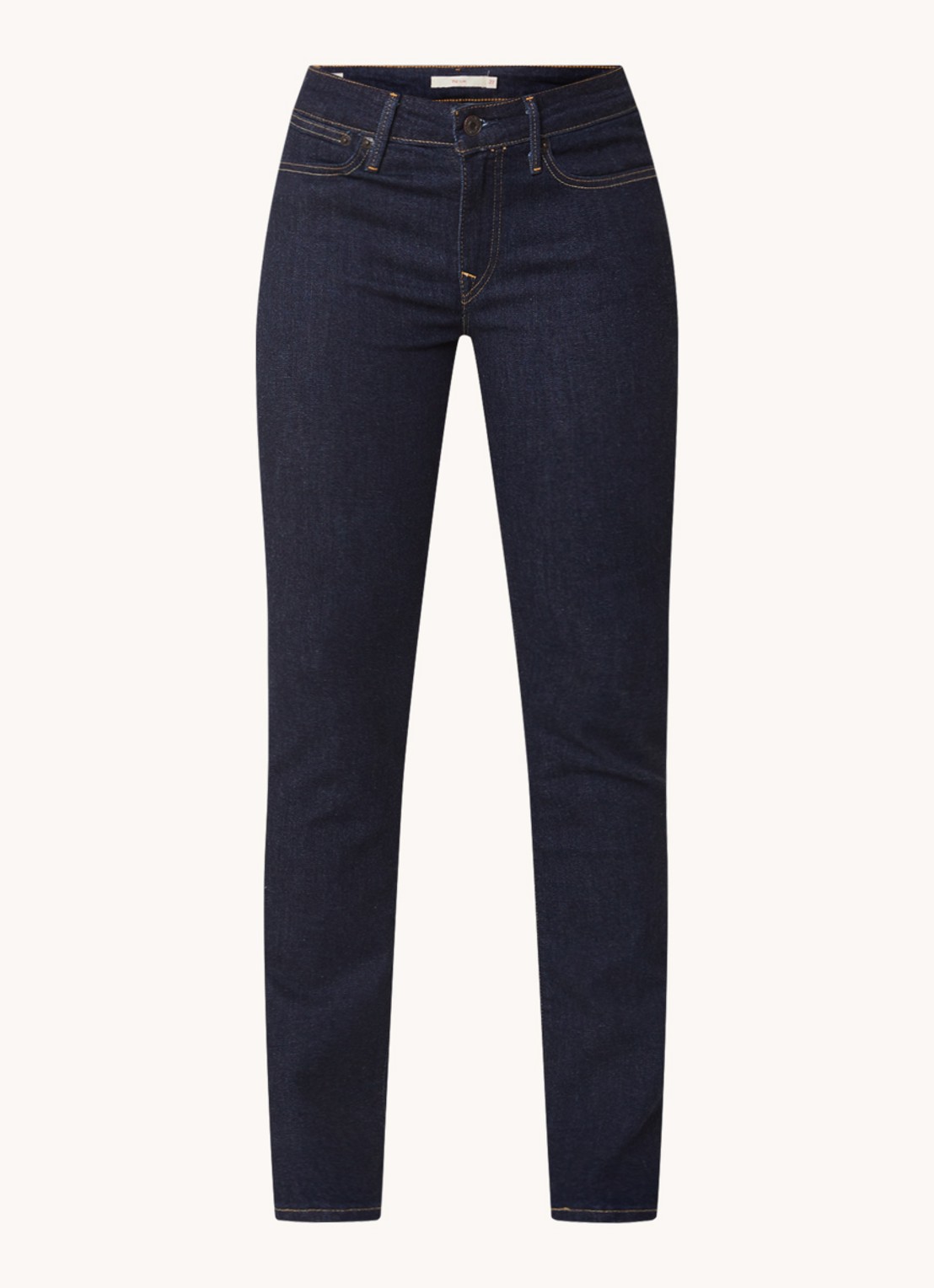 Levi's 712 mid waist slim fit jeans met donkere wassing - voorkant 2 indigo
