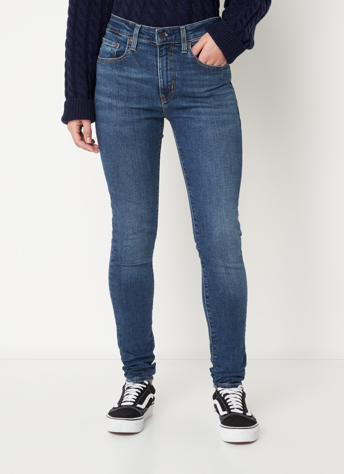 Levi's 721 High waist skinny jeans met donkere wassing - detail 4 indigo