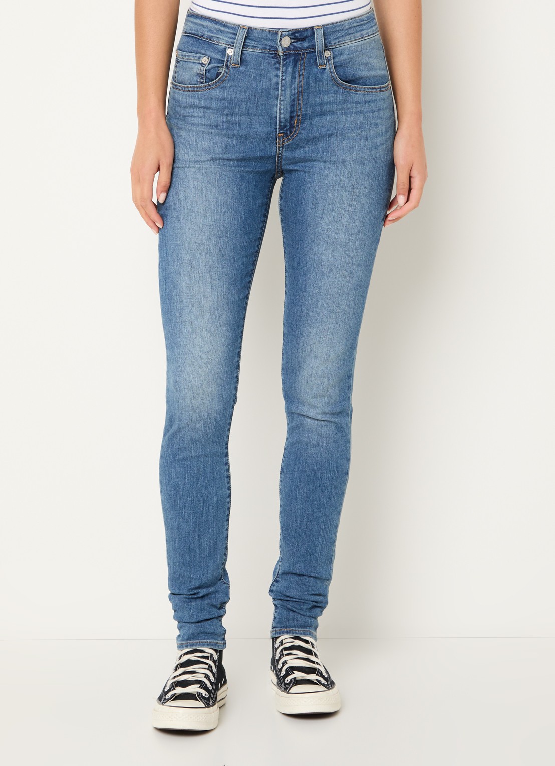 Levi's 721 high waist skinny jeans met medium wassing - detail 4 indigo