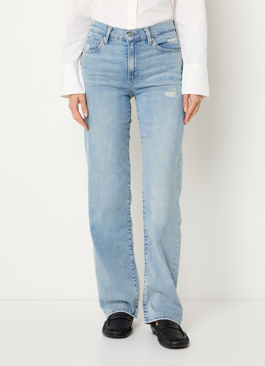 Levi's 723 high waist slim fit jeans met lichte wassing - detail 4 indigo