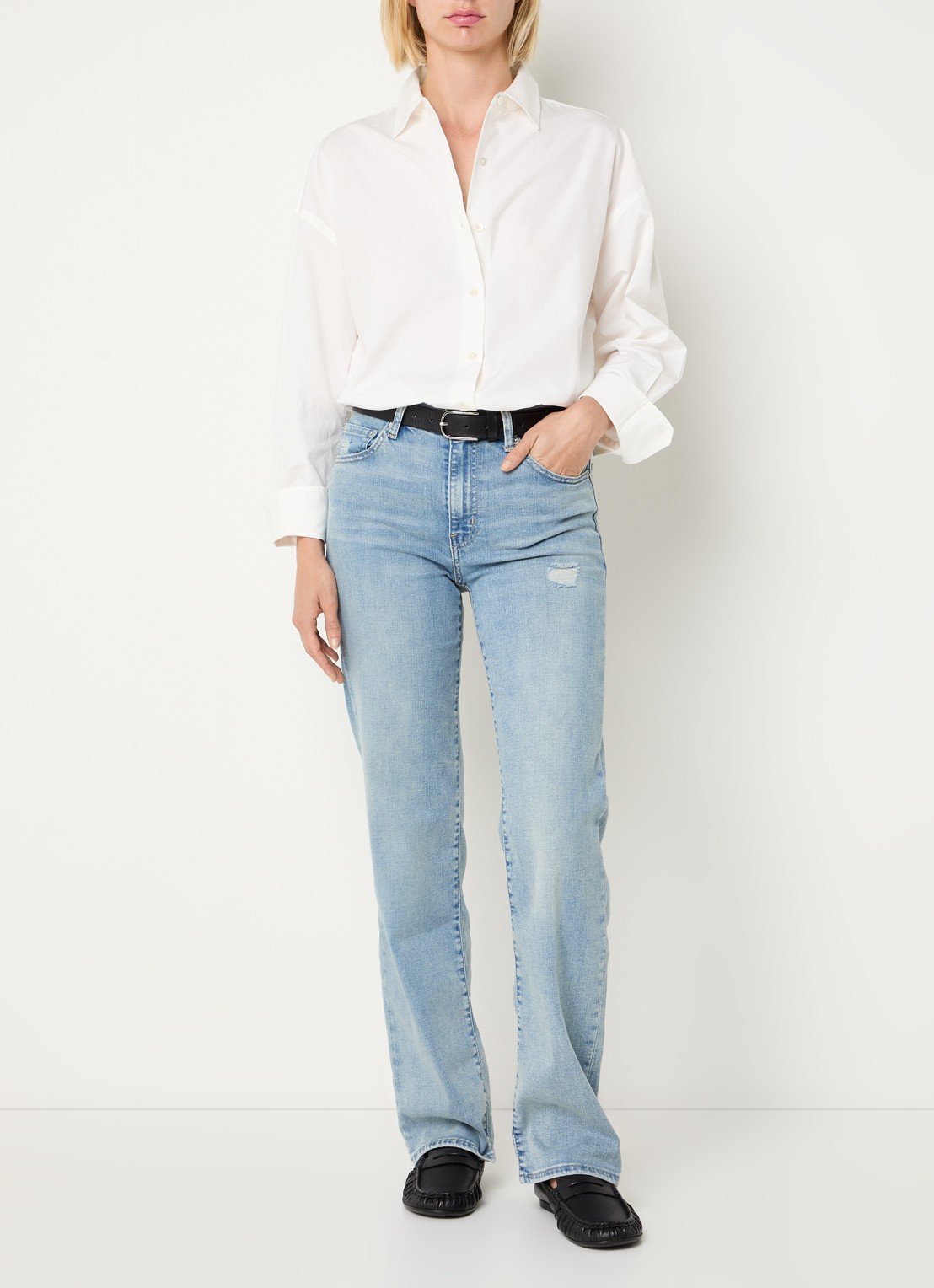 Levi's 723 high waist slim fit jeans met lichte wassing - voorkant 2 indigo
